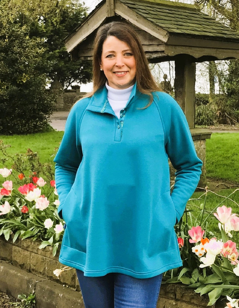 Burnsall Sweatshirt/Leisure Top in Teal with two trims