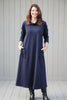 Weekender classic long Jersey Dress  in Navy and black - with cowl neckline