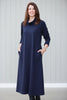 Weekender classic long Jersey Dress  in Navy and black - with cowl neckline