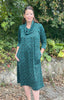 Weekender jersey dress in emerald/black and three lengths