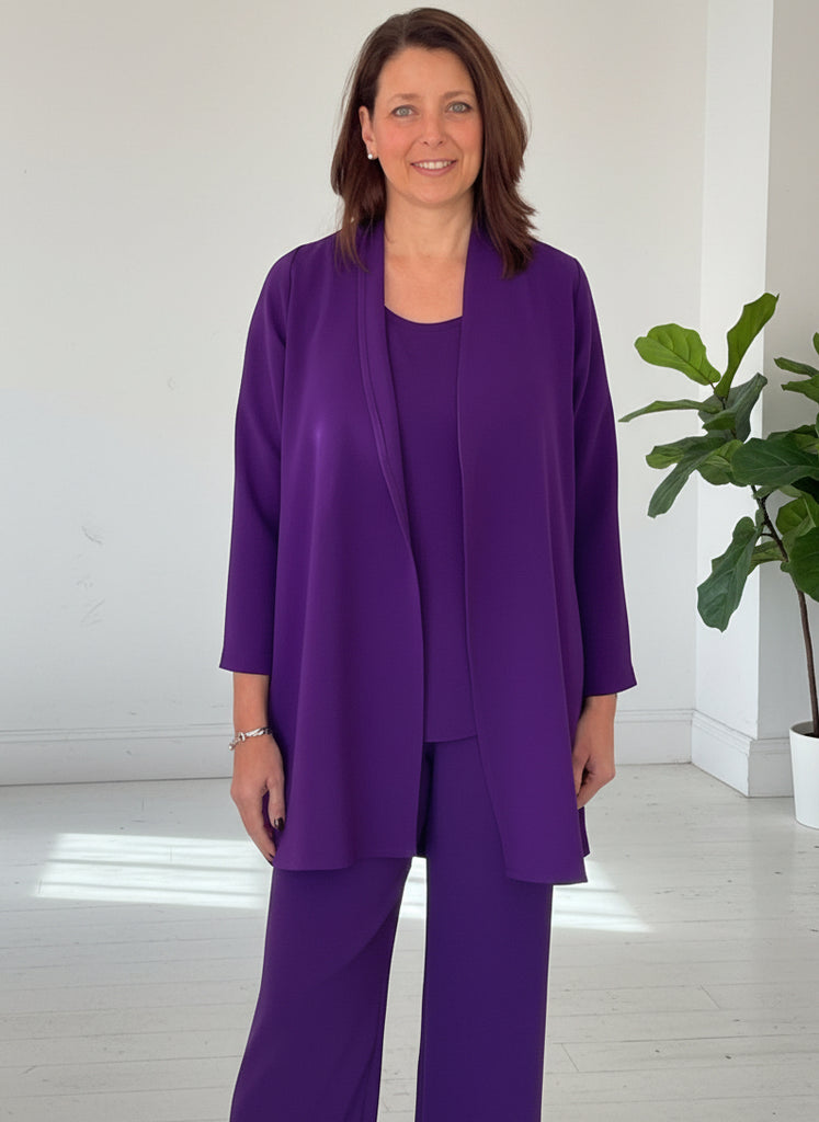 Buckingham Crepe Jacket in Purple and Black