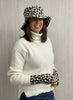 Leopard print floppy fleece hat