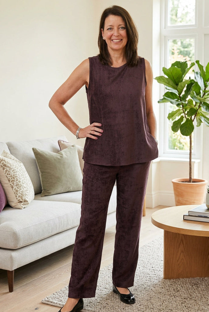 Selina vest in Dusty Plum