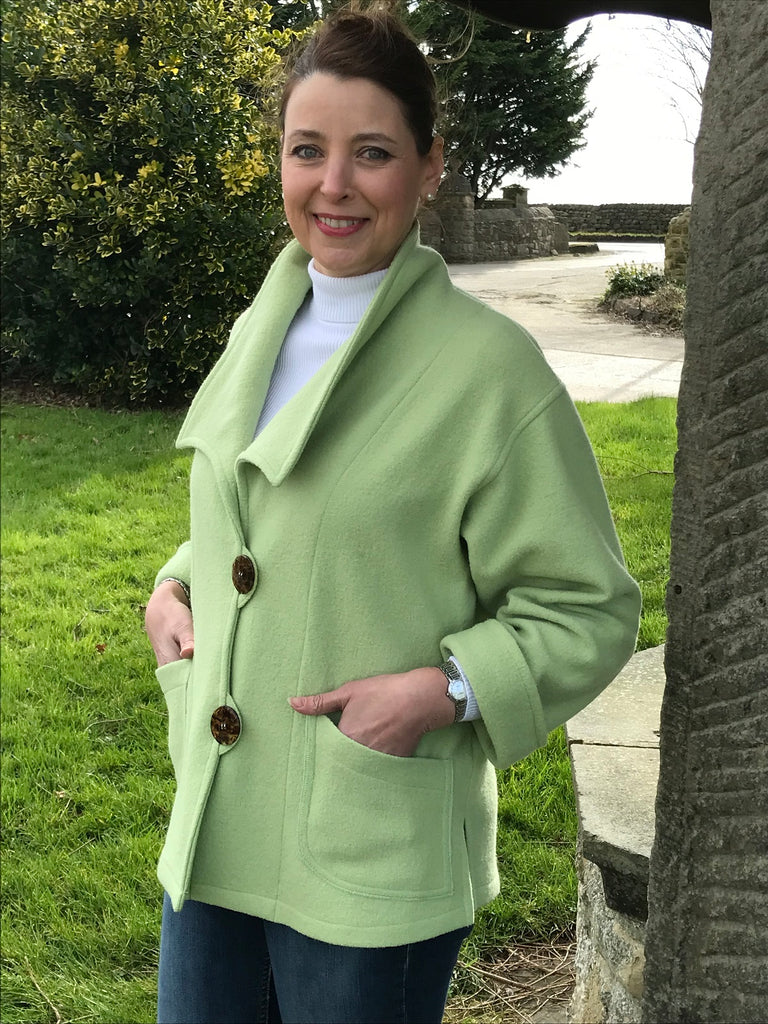 Venetia Boiled Wool Jacket in Pale Leaf