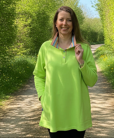 Sale Burnsall Sweatshirt Swing Top in  Bright Leaf and Buttercup yellow in three sizes