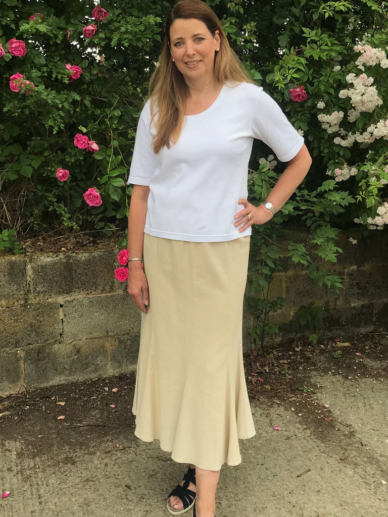 Stratford 8 panel skirt in Linen/cotton mix. Sizes 12 - 24 in 6 colours