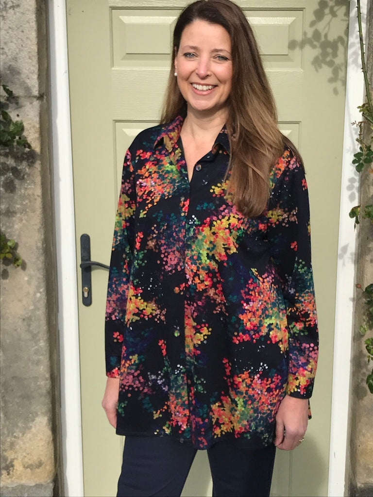 Charlotte swing Shirt in two colours  Navy floral and Teal Floral