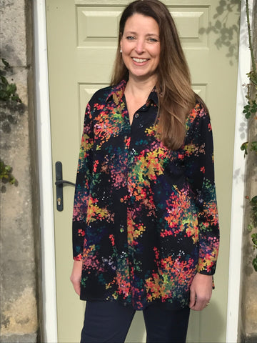 Charlotte swing Shirt in two colours  Navy floral and Teal Floral