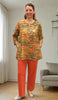 Nepal lightweight summer Top in Tangerine/leaf