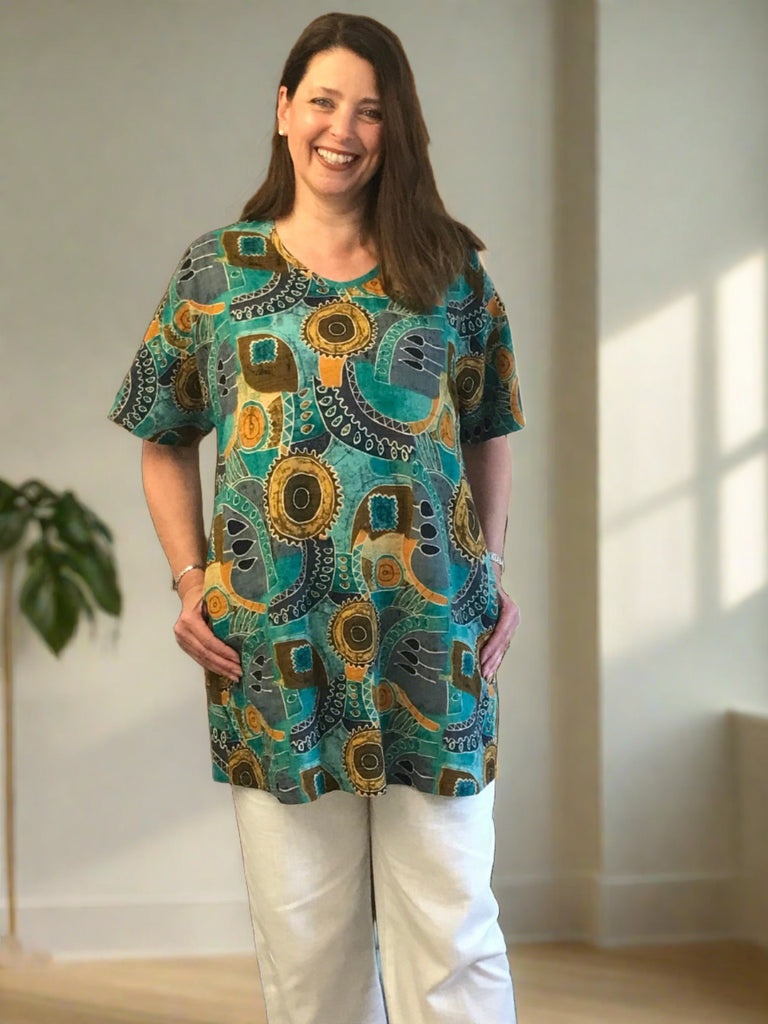 Sale Sienna Summer Top jade/ochre size 14/16 only