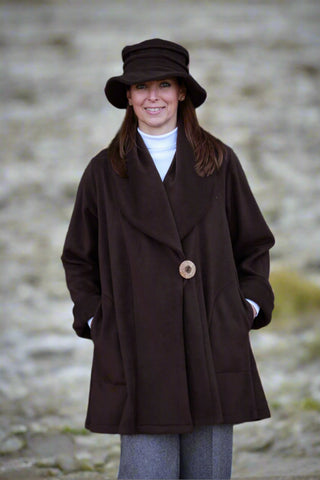Helmsdale Fleece Coat in Navy  and Chocolate