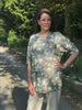 Hampton dolman sleeved top in soft sage/cream floral print