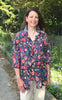 Oxford long line shirt in Navy/rust print