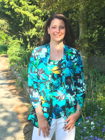 Broadway summer jacket in Black/turquoise print