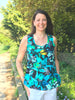 Selina summer vest in Black/turquoise print