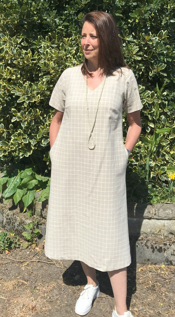Kelly V neck linen/cotton dress