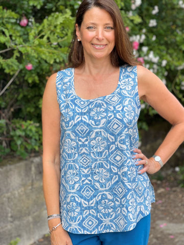 Selina vest in pale teal/stone