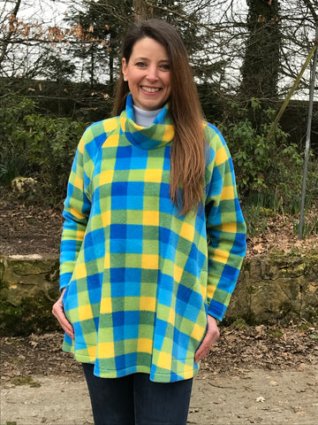 Swaledale Swing Top in Turquoise/yellow check. Size 14/16  only