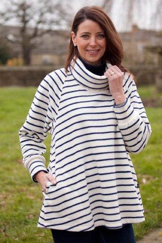 Swaledale Swing Top in Cream/navy stripe