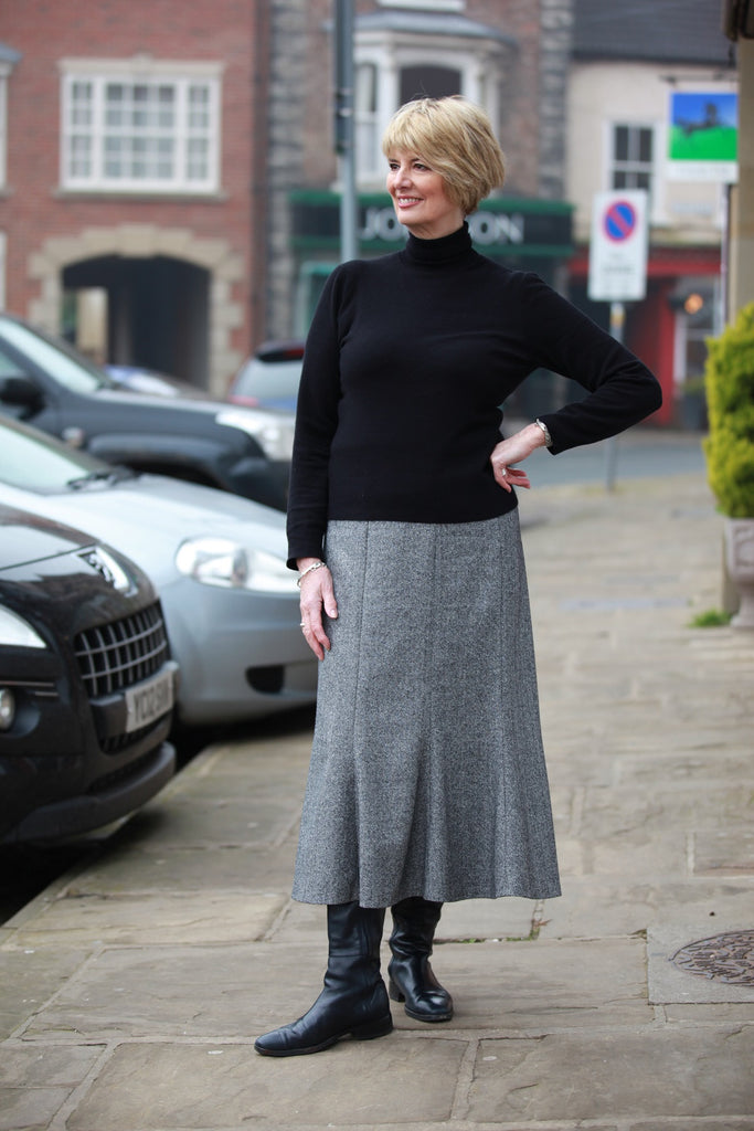 Littondale Herringbone Tweed Skirt