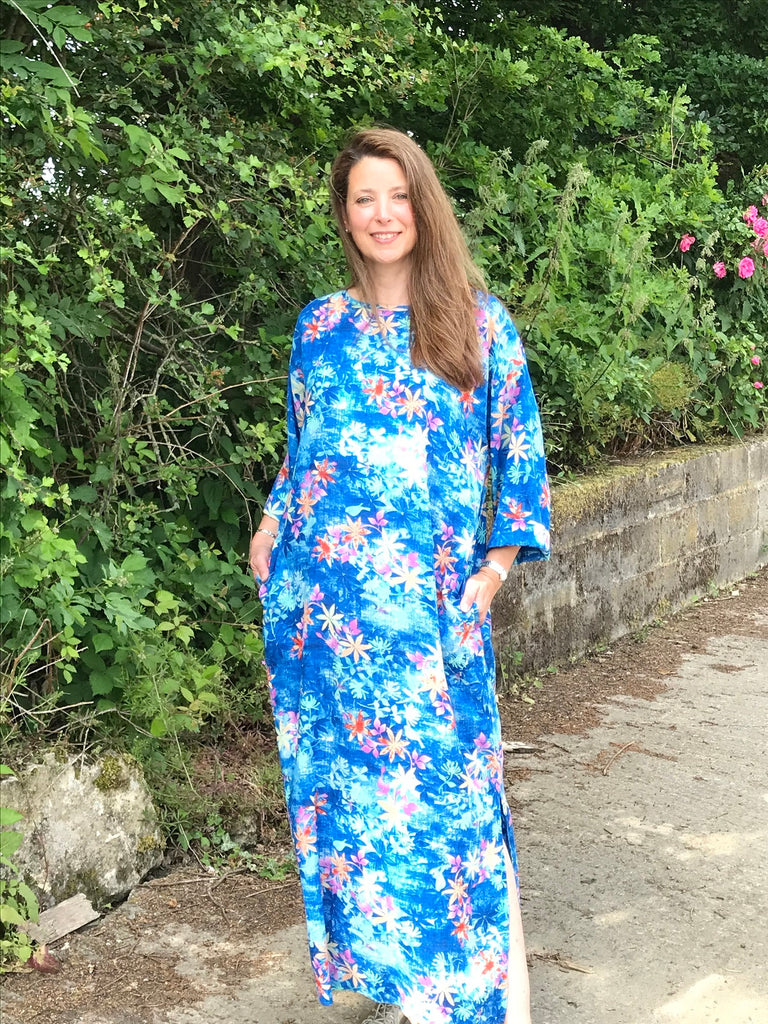 India Kaftan in Blue floral print Size 1 only