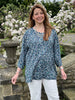 India Silky Top in navy/aqua print Size 2 only