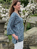 India Silky Top in navy/aqua print Size 2 only