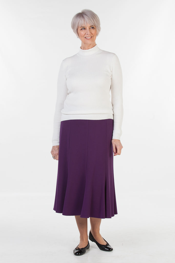 Stratford Jersey Skirt  in Grape and Black  Sizes 12 -  24