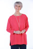 Joanna Oversized Crepe Top in Cerise and Coral
