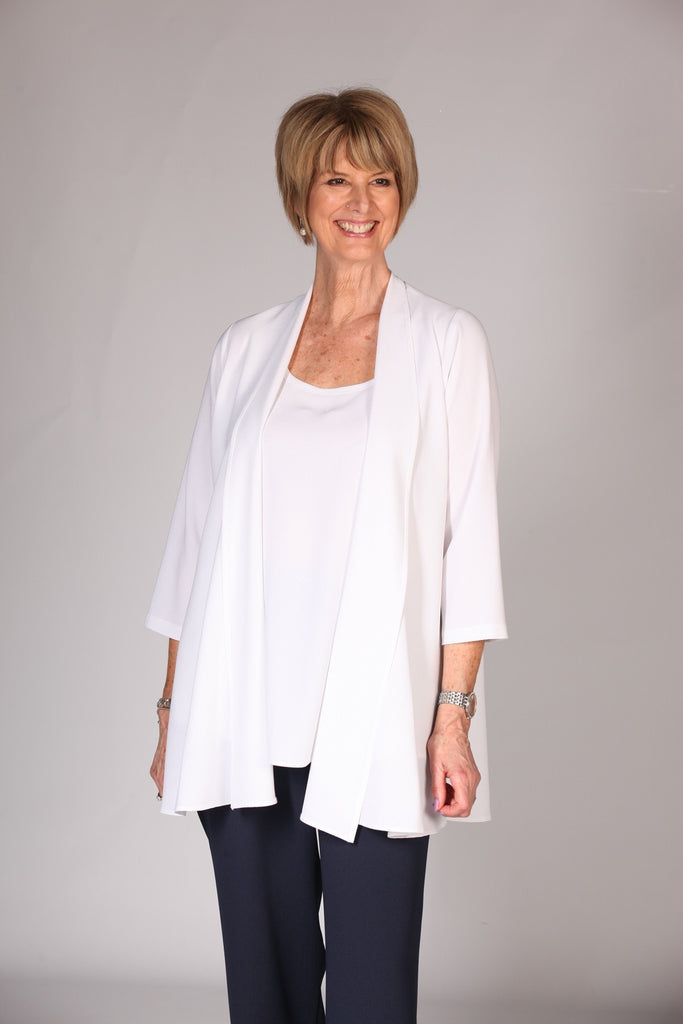 Summer Crepe Jacket in White Navy and  Black