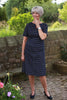 Lindsey Dress in Navy/white spot Front zip Sizes 14 and 16 only