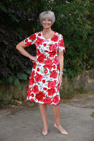 Summer Roses A line Dress  -  Size 14 and 20 only