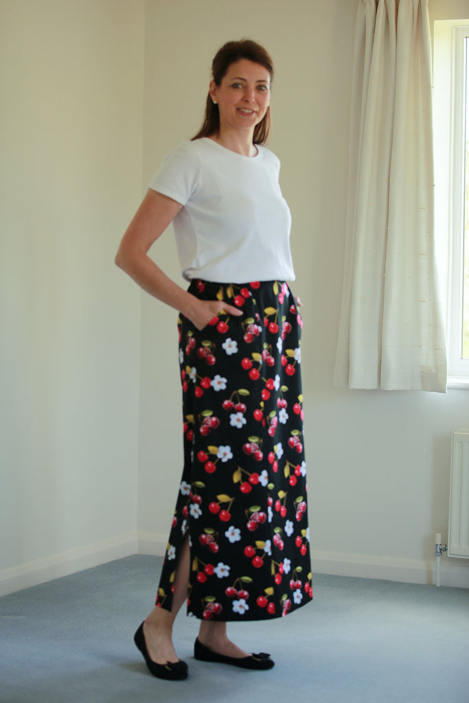 Cara Maxi Skirt in Black/Red in 3 lengths