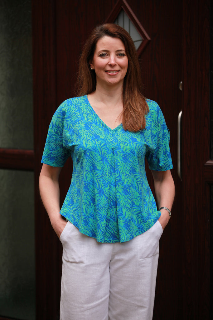 Karina Jersey Top in Aqua/blue ad Blue/white  Sizes 12/14 and 14/16  only