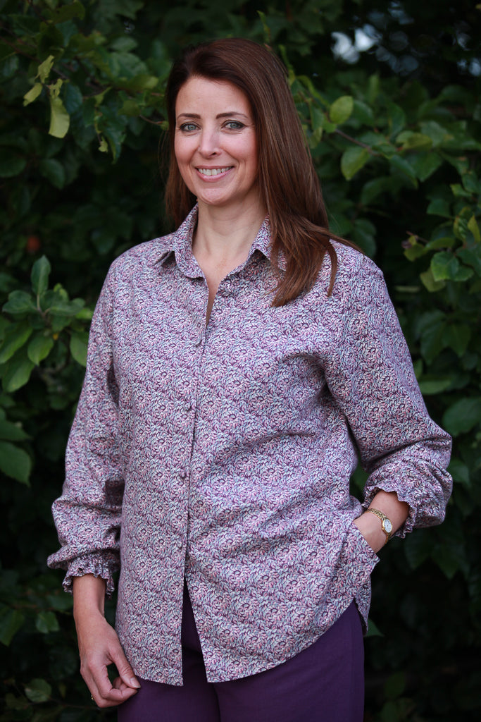 Becky brushed cotton Shirt in wine/pink