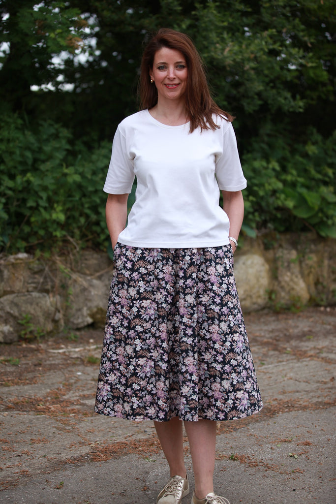 Tara Skirt in Black/dusky pink in 2 lengths