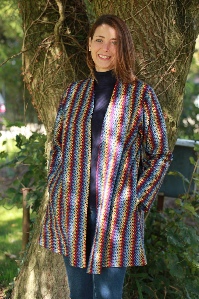 Swinsty Jacket in black/red/purple multi Size 20/22 only