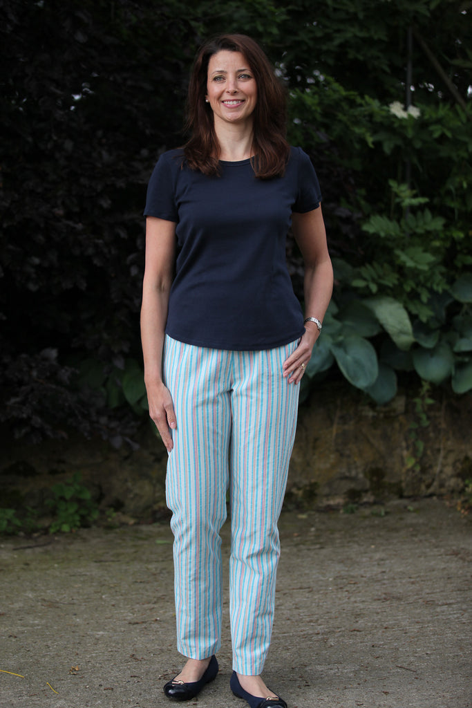 Calypso trousers turquoise stripe Sizes 12 only