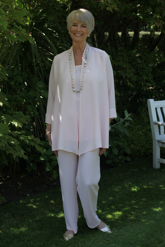 Camelia Crepe Trousers in Shell Pink Size 14