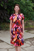 Lindsey Dress in Purple/orange Front zip