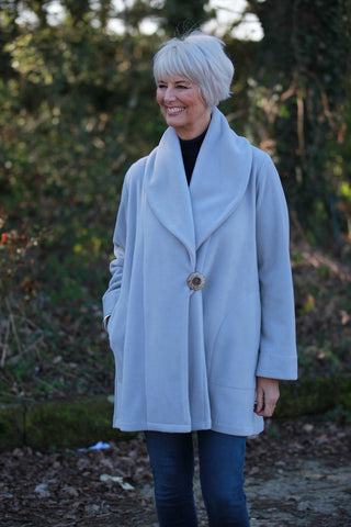 Helmsdale Fleece Coat in  Silver Grey and  Black
