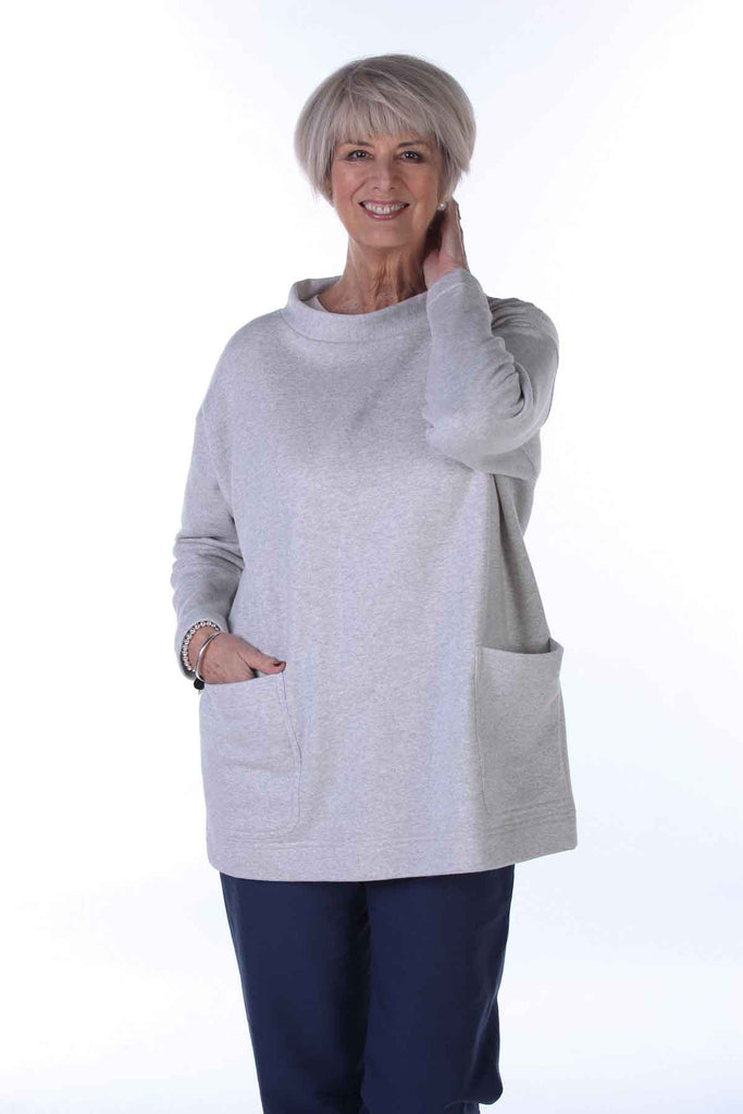 India Sweatshirt Top in two colours -  small stand neckline or boat neckline
