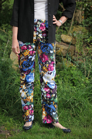 Carnival Summer Trousers  Blue/magenta floral
