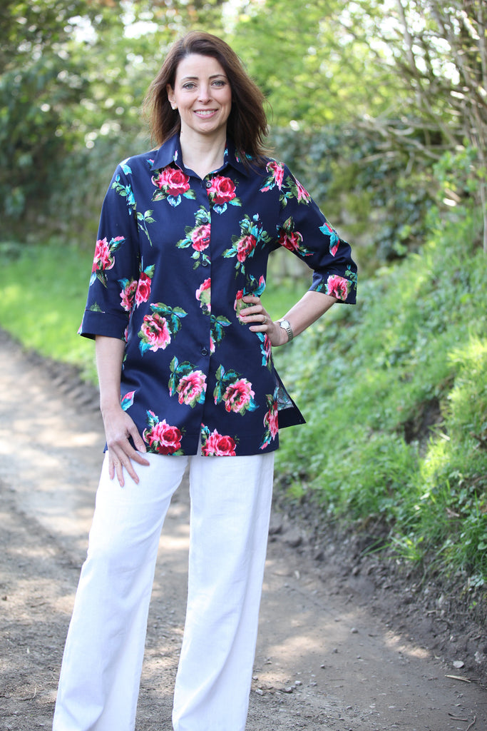 Rimini long shirt Navy floral Size 14 only