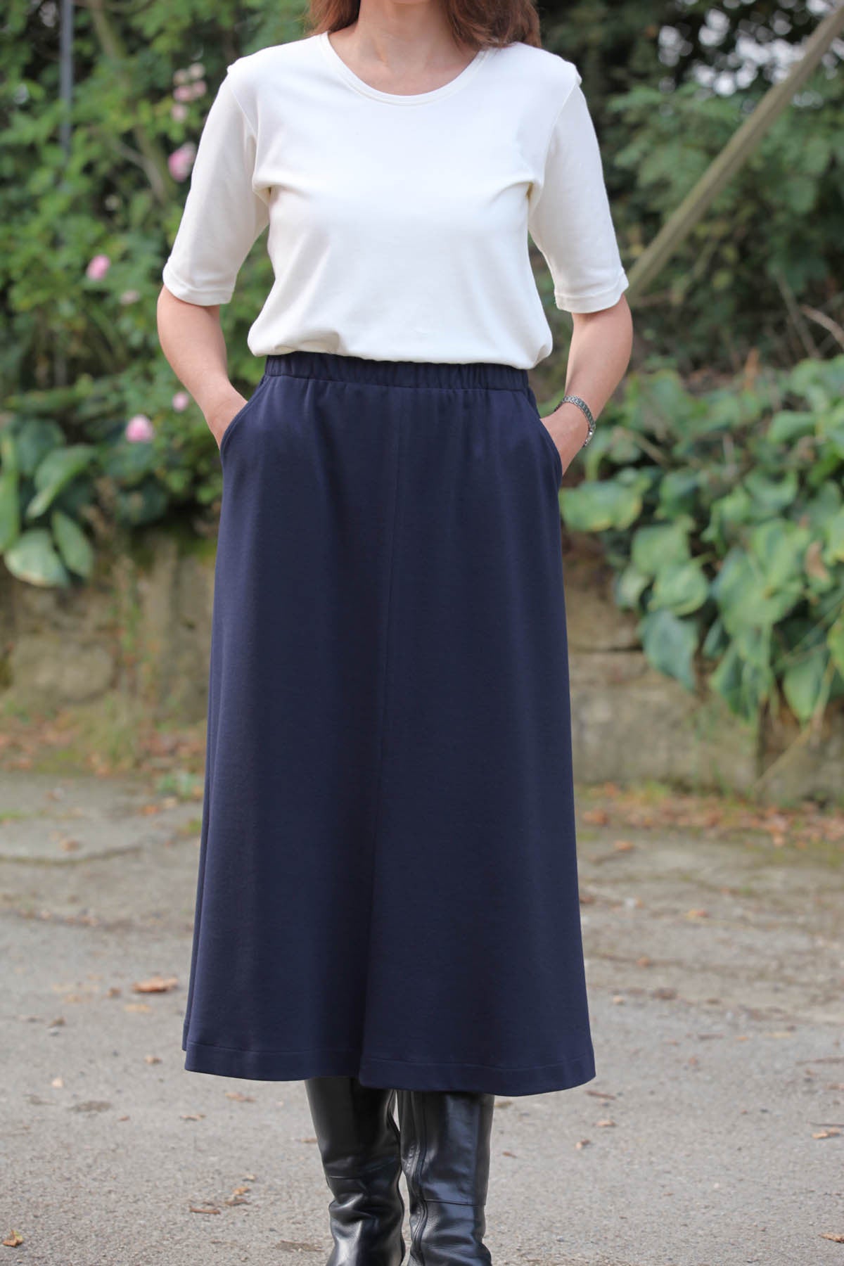 Bedale Jersey Skirt in Navy Size 24 only Patricia Dawson