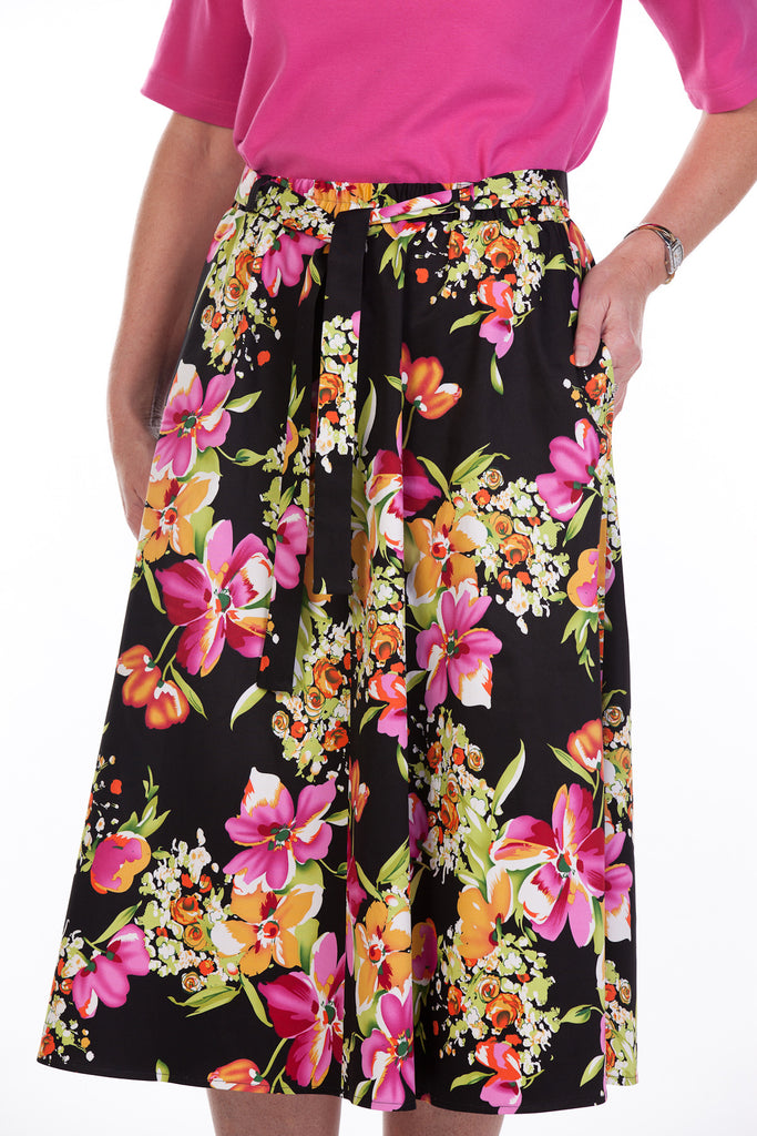 Bay Skirt in Black/Pink Floral