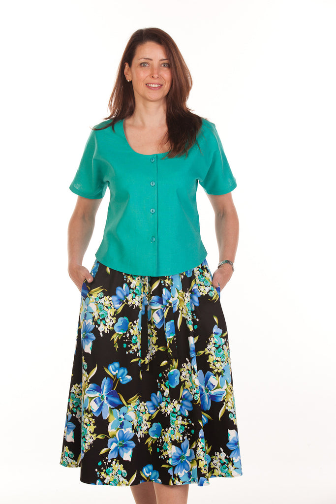 Bay Skirt in Black/Turquoise