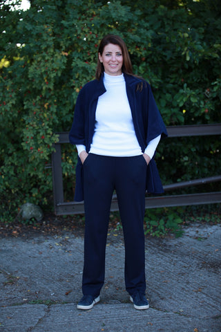 Cove Jersey Trousers in   Navy  Black  and Grape